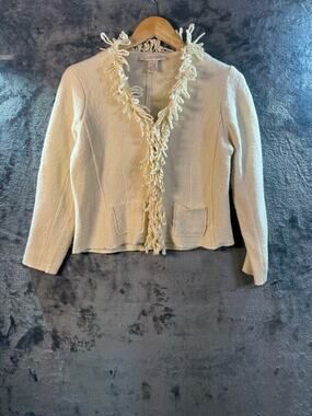 VTG 2005 Y2K C.L.O.T.H.E.S. Boiled Wool Cardigan Jacket Size Large Ivory